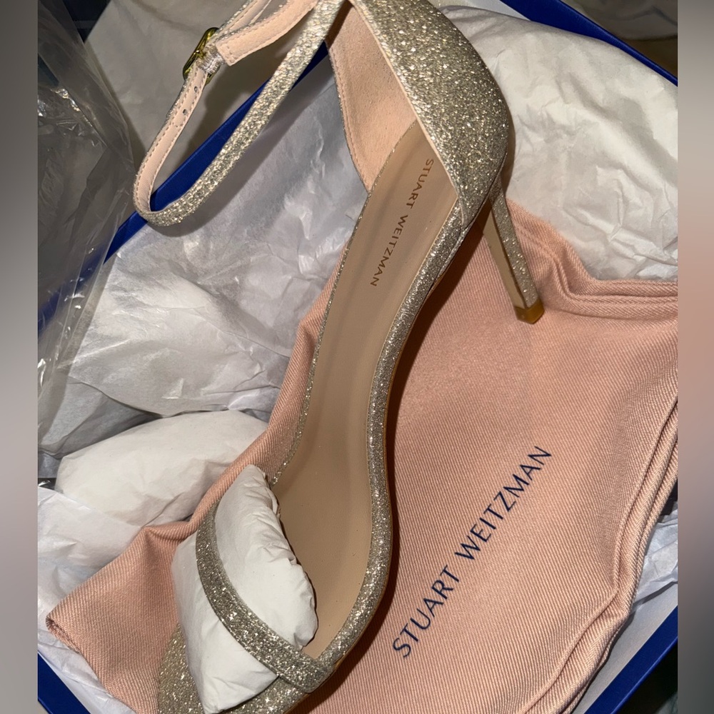 Stuart Weitzman Sparkling Silver Heels